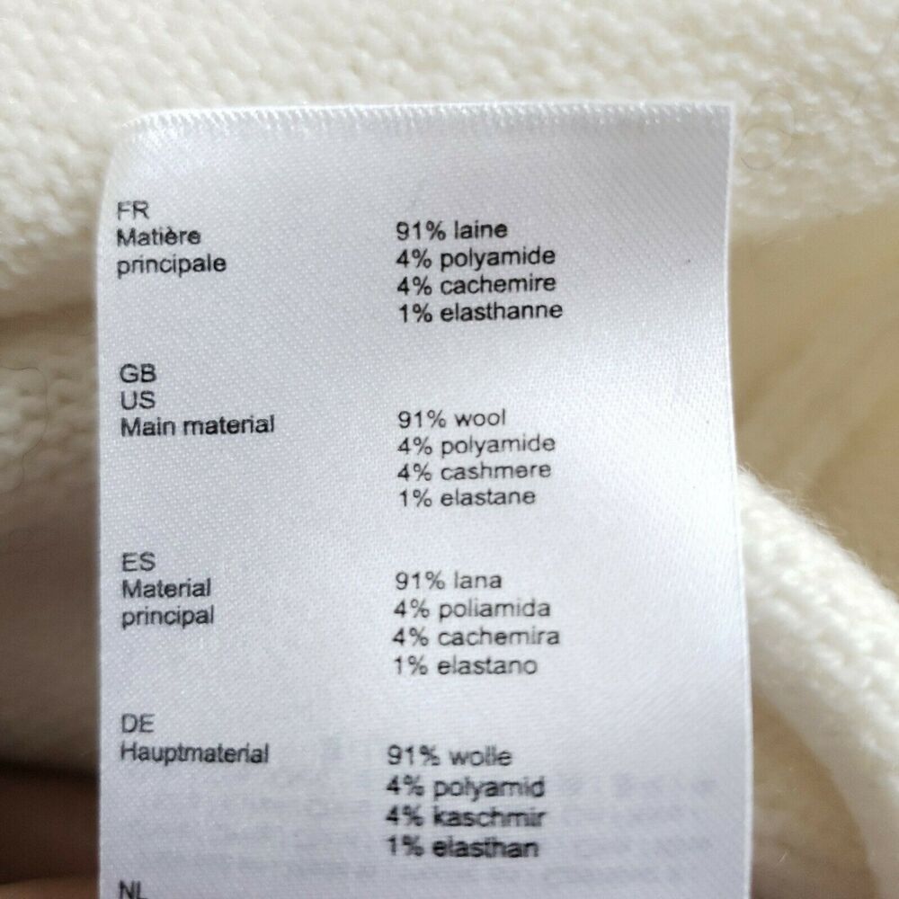 MAJE Metro wool blend vneck knit pullover classic basic sweater ivory Sz 1 S NEW - Picture 6 of 7